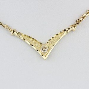 14K Yellow Gold Diamond Chevron Rope Link Anniversary Choker Necklace - 15"